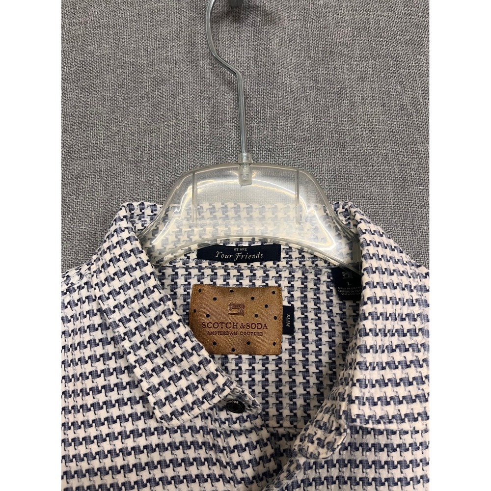 Scotch & Soda Amsterdam Couture Slim Fit Houndstooth Button Down Shirt Mens L